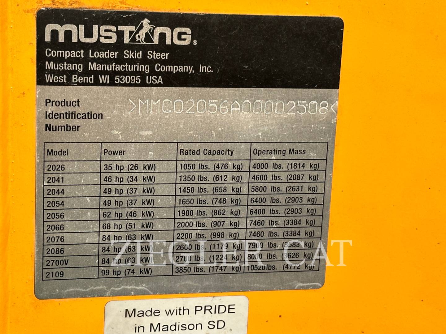 2010 Mustang Mfg. 2056 Skid Steer Loader