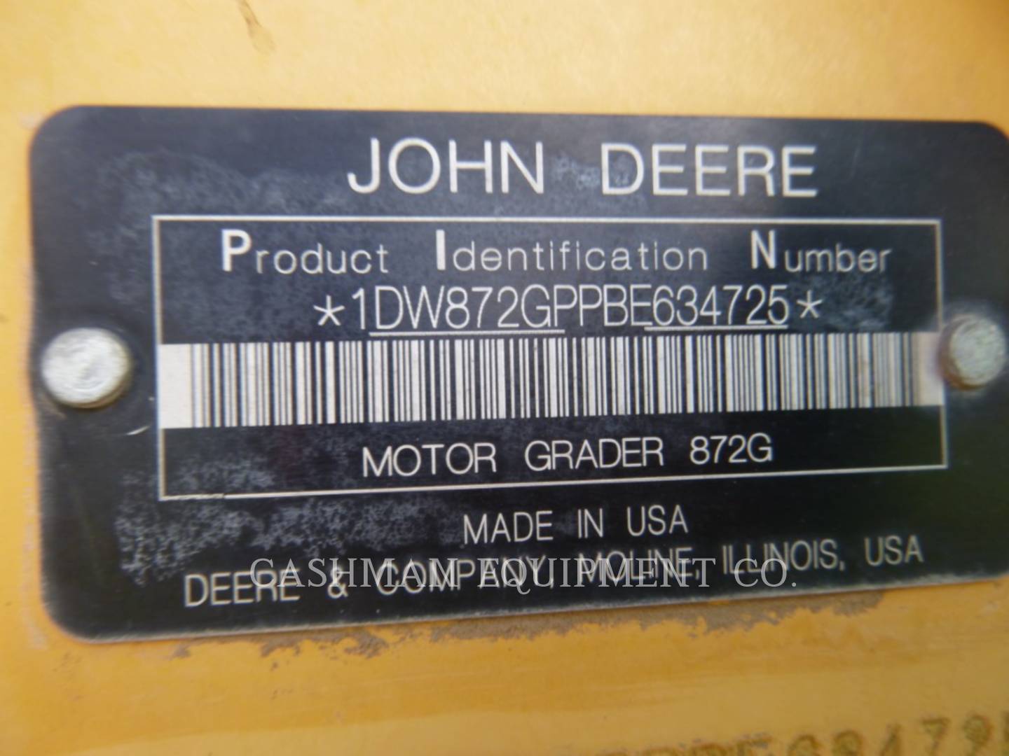 2011 John Deere 872G Grader - Road