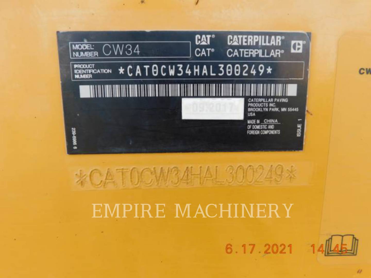 2018 Caterpillar CW34 Compactor