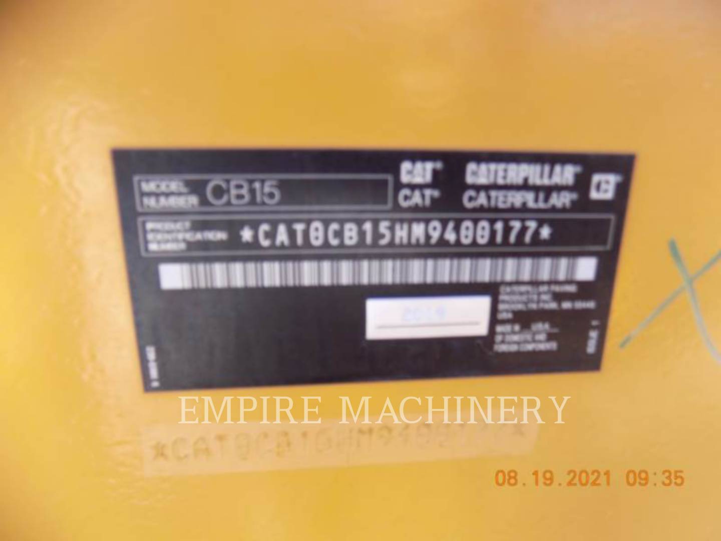 2019 Caterpillar CB15 Vibratory Double