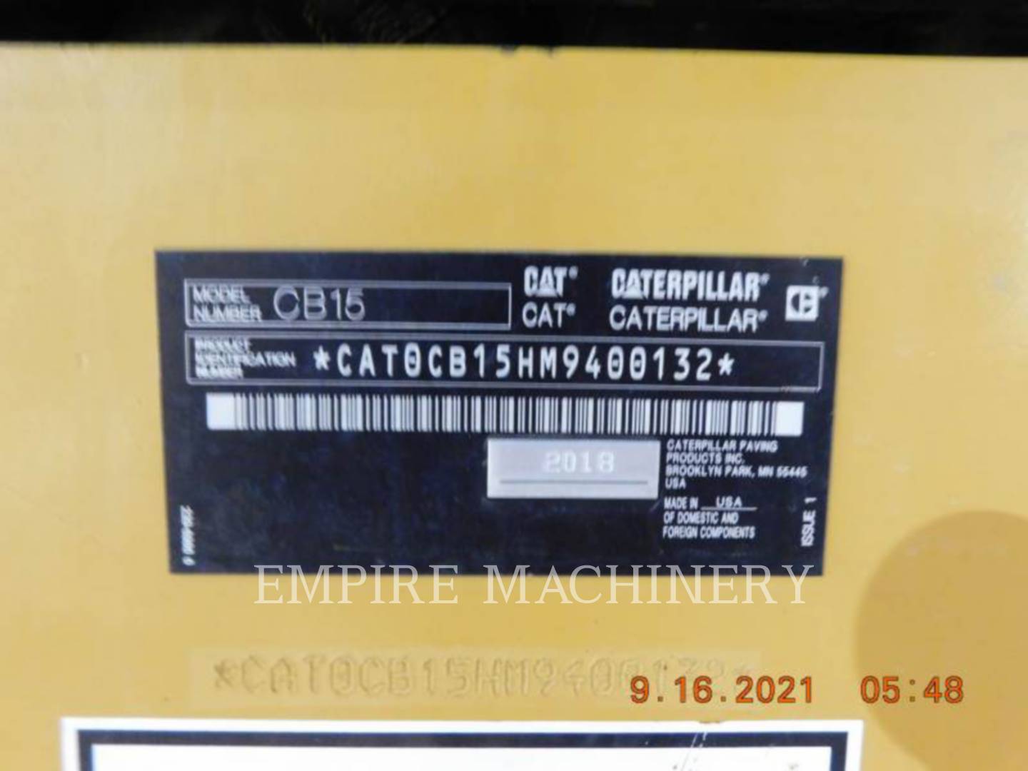 2018 Caterpillar CB15 Vibratory Double