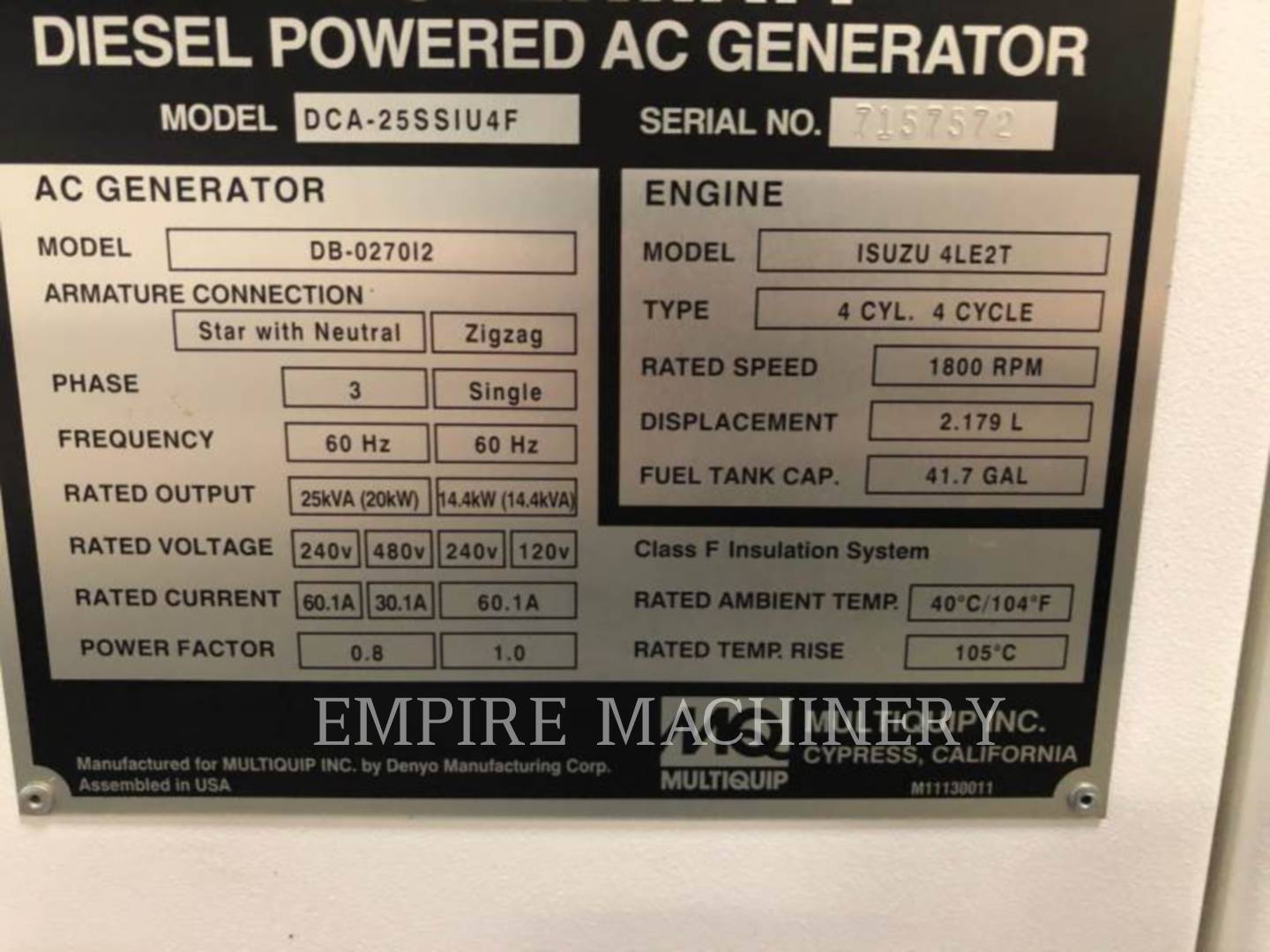 2020 Multiquip DCA25SS Power Plant