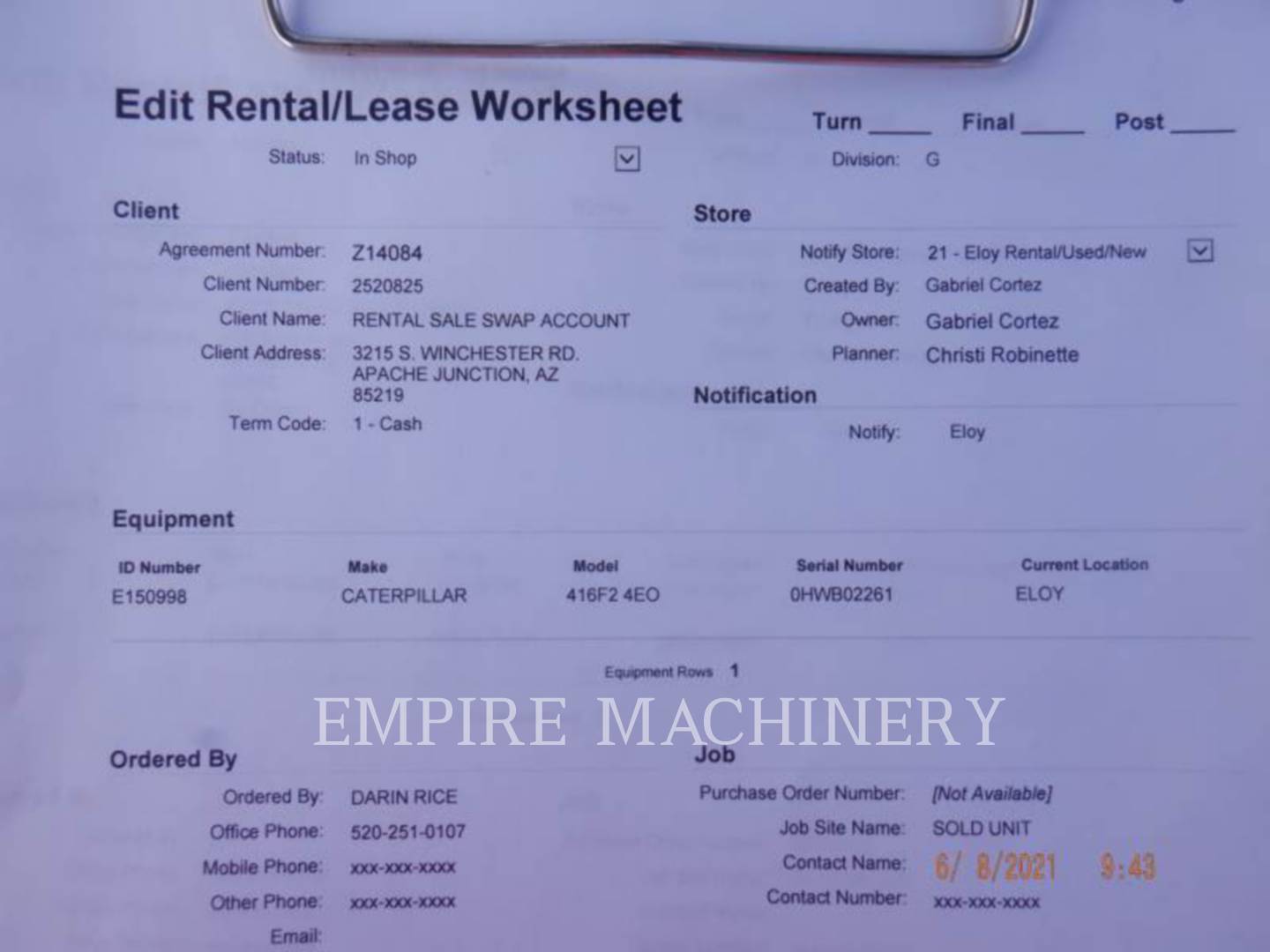 2019 Caterpillar 416F2 4EO Tractor Loader Backhoe