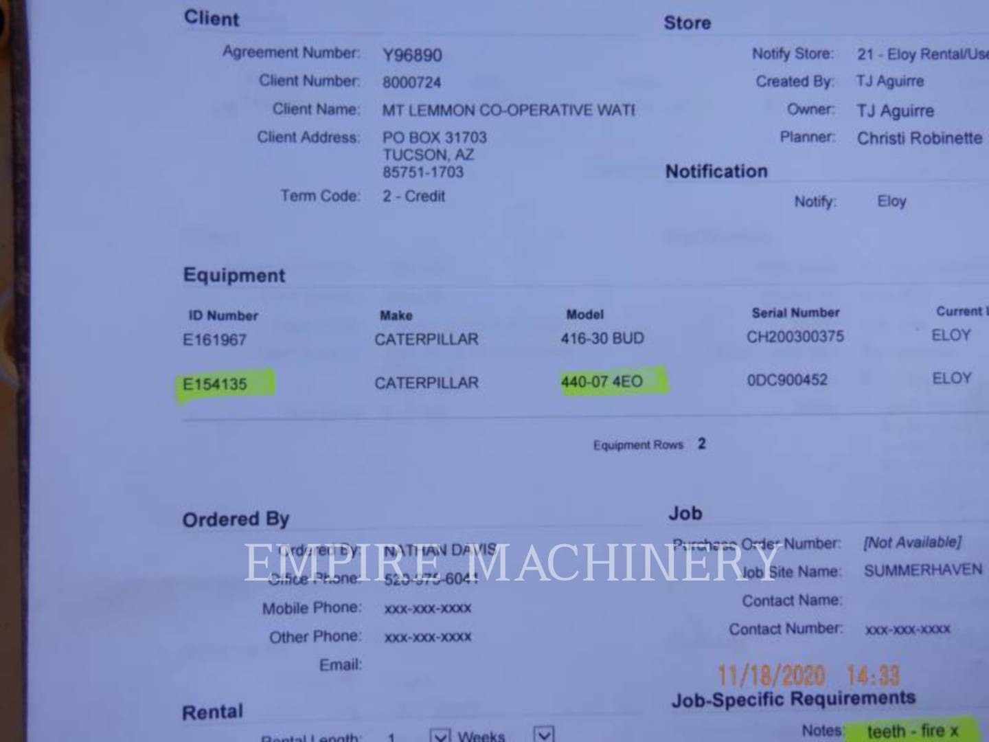 2020 Caterpillar 440-07 4EO Tractor Loader Backhoe