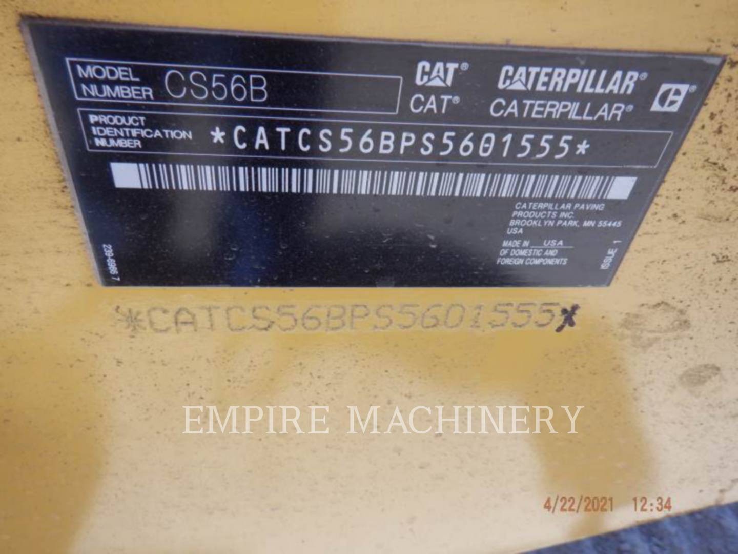 2021 Caterpillar CS56B CA Vibratory Single