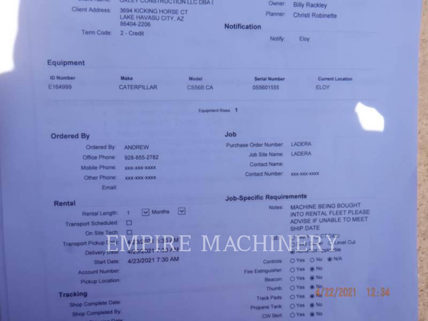 2021 Caterpillar CS56B CA Vibratory Single