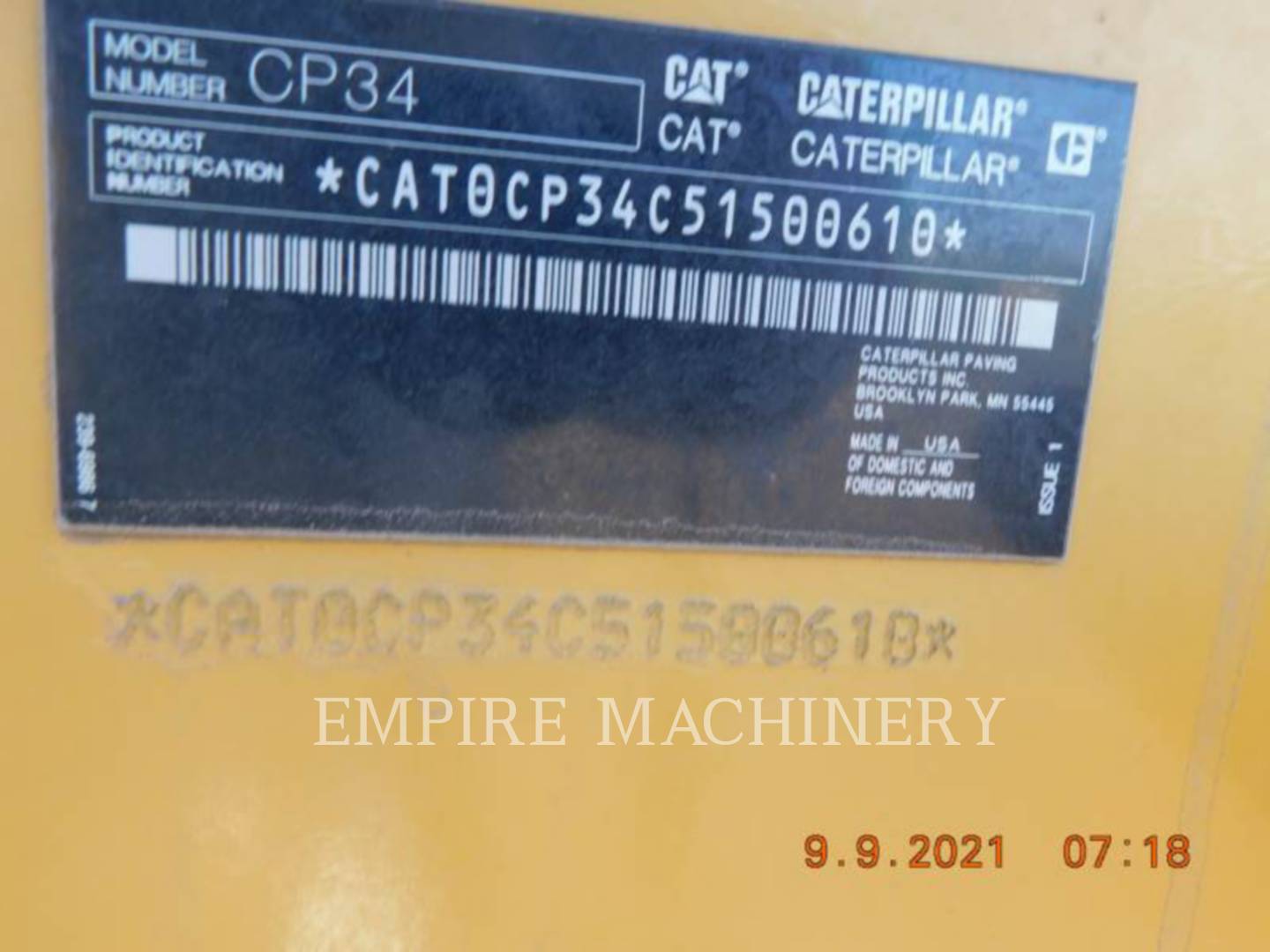 2021 Caterpillar CP34 Vibratory Single