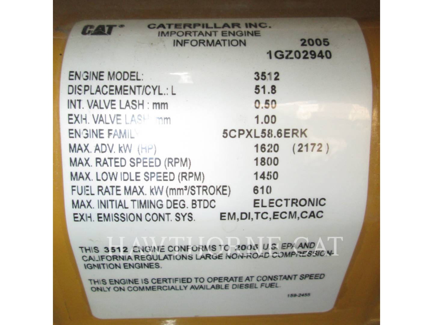 2005 Caterpillar 3512B Generator