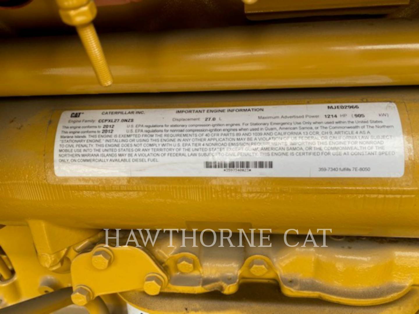 2012 Caterpillar C27 Generator