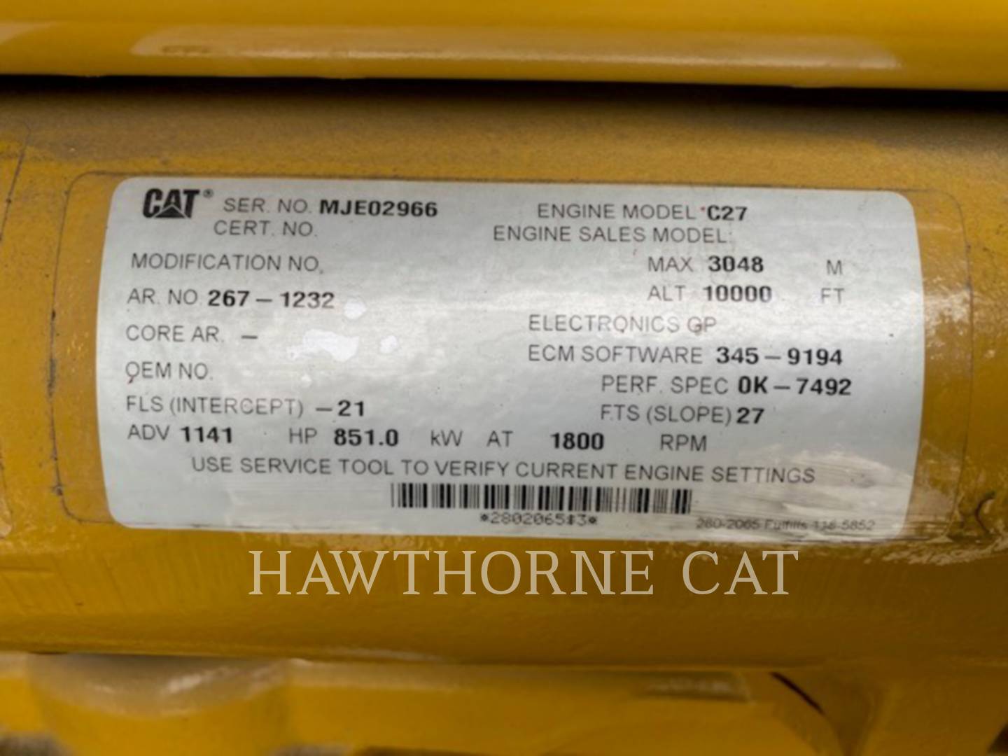 2012 Caterpillar C27 Generator