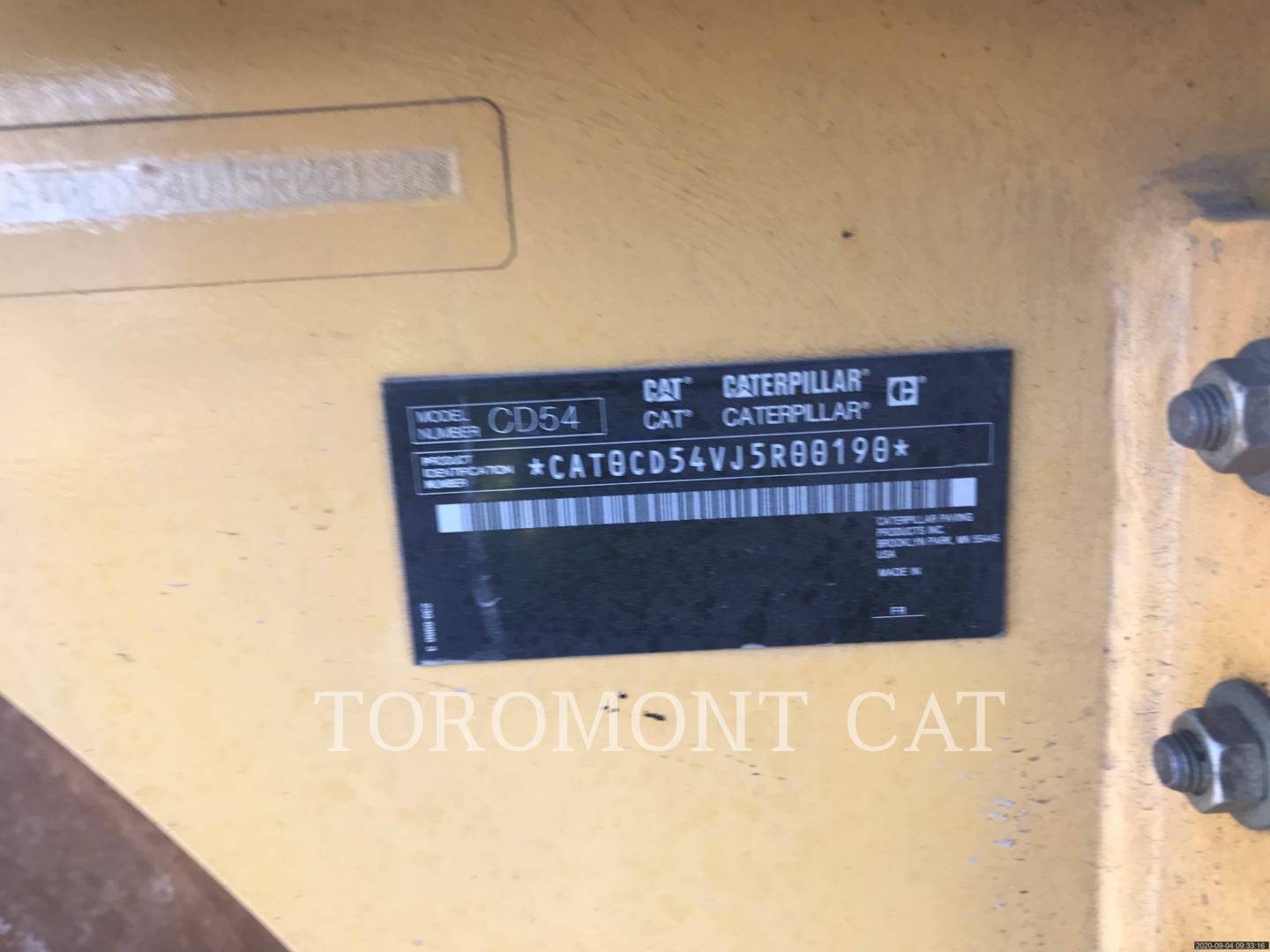 2012 Caterpillar CD54 Compactor