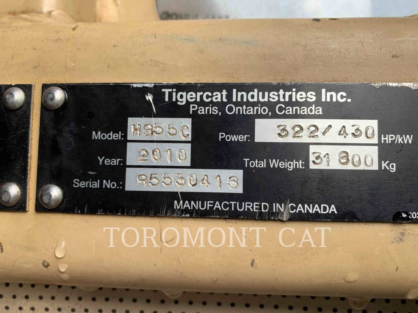 2010 Tigercat H855C Misc