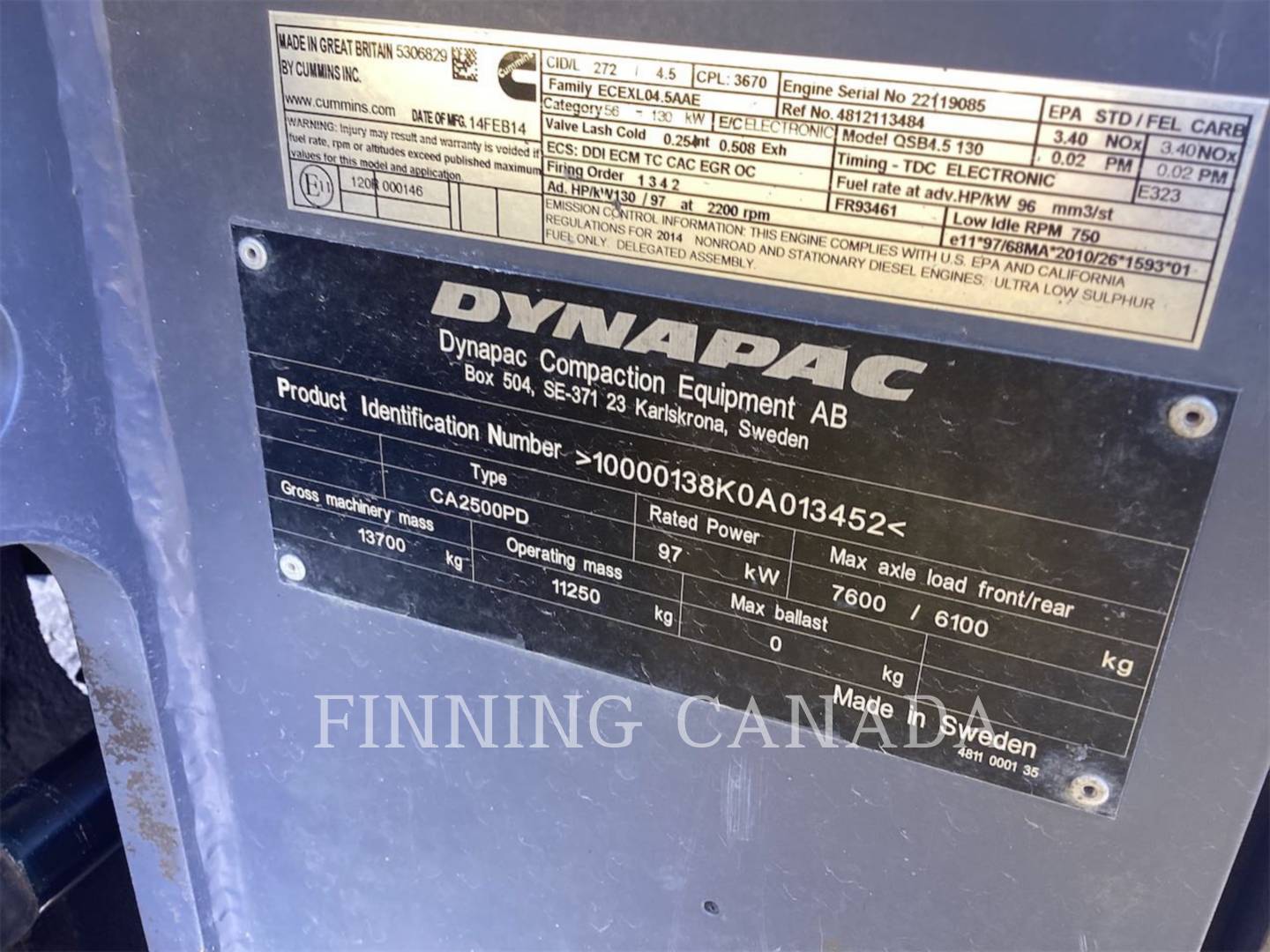 2014 Dynapac CA2500PD Compactor