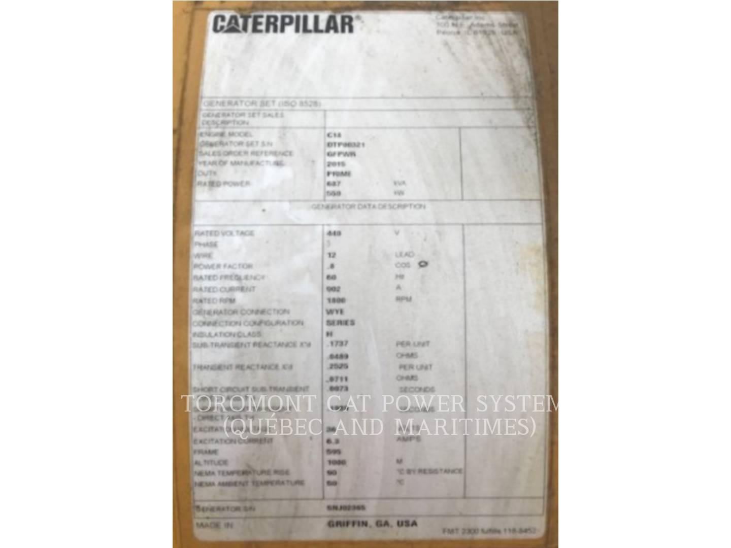 2015 Caterpillar C18_ 550EKW Misc