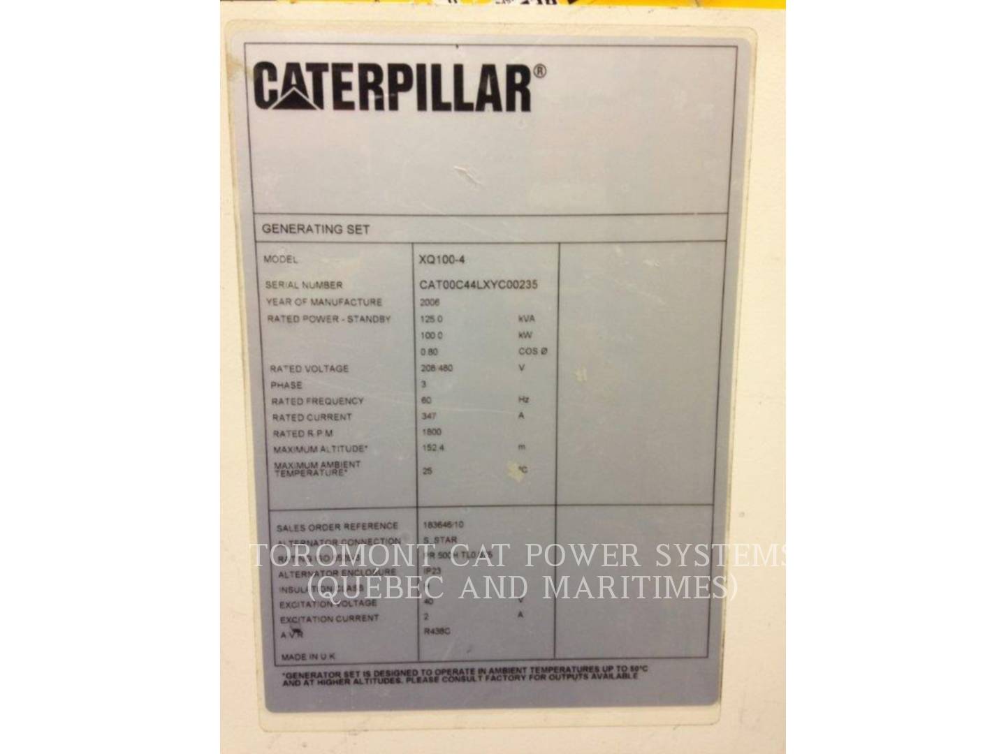 2006 Caterpillar XQ 100 Generator