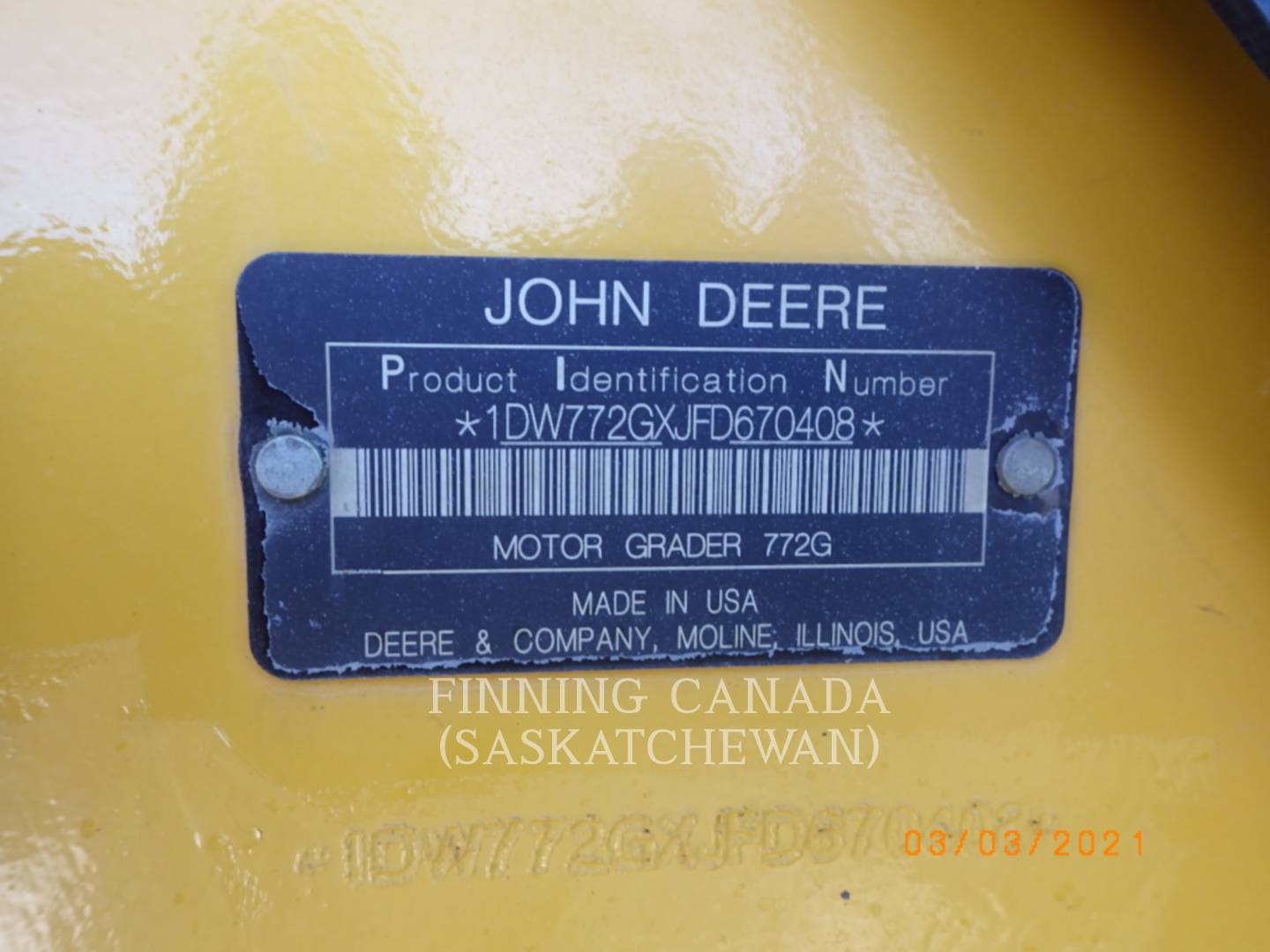 2015 John Deere 772 G Grader - Road